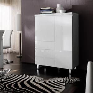 Sydney Highboard In White High Gloss With 2 Door And 3 Drawers - UK