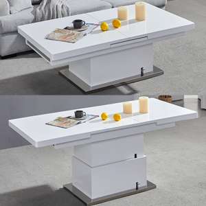 Elgin Extending High Gloss Coffee To Dining Table In White - UK