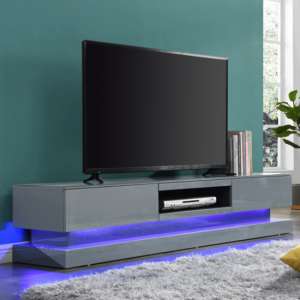 Score High Gloss TV Stand In Mid Grey And Multi LED Lighting - UK