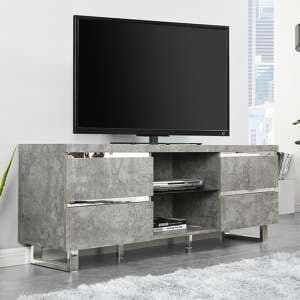 Sydney Wooden TV Stand With 4 Drawers In Concrete Effect - UK