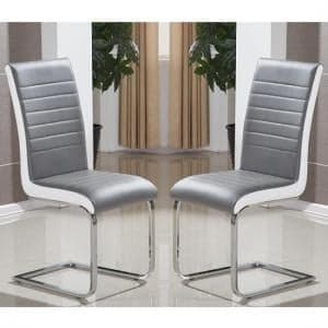 Symphony Grey And White Faux Leather Dining Chairs In Pair - UK