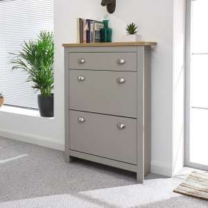 Loftus Shoe Storage Cabinet In Grey With Oak Effect Top - UK