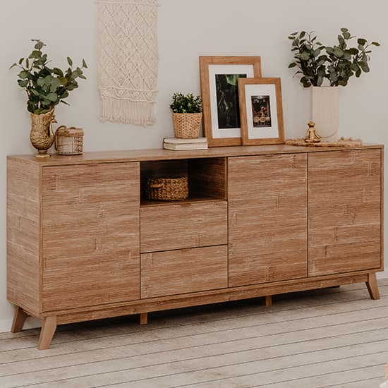 Belva Wooden Sideboard With Doors Drawers In Bamboo Furniture In