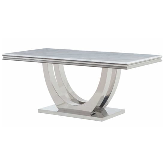 Calacatta White Marble Dining Table With Liyam Grey Chairs