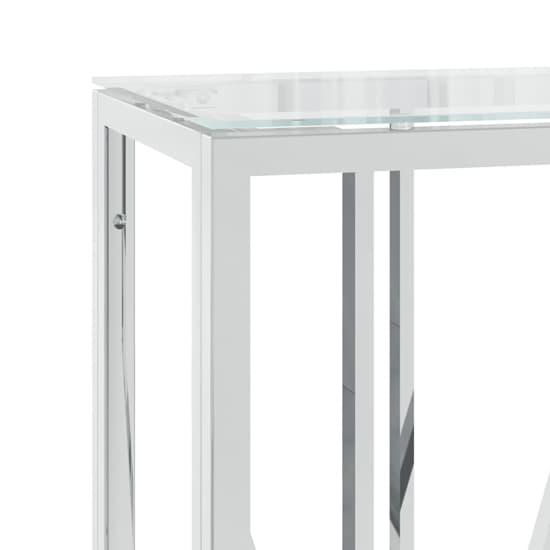 Kacy Clear Glass Console Table With Silver Frame Furniture In Fashion