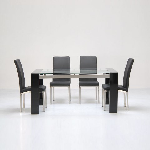 Rustic Living Room Furniture on Modern And Contemporary Black Dining Table With Glass Top 5 Piece Set