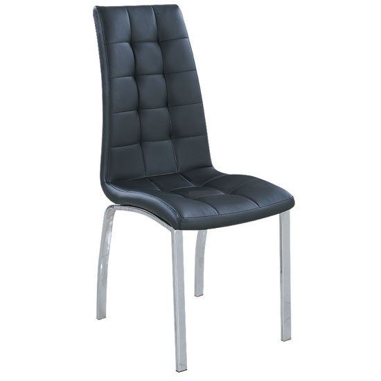 Happy Black Faux Leather Dining Chair With Metal Legs