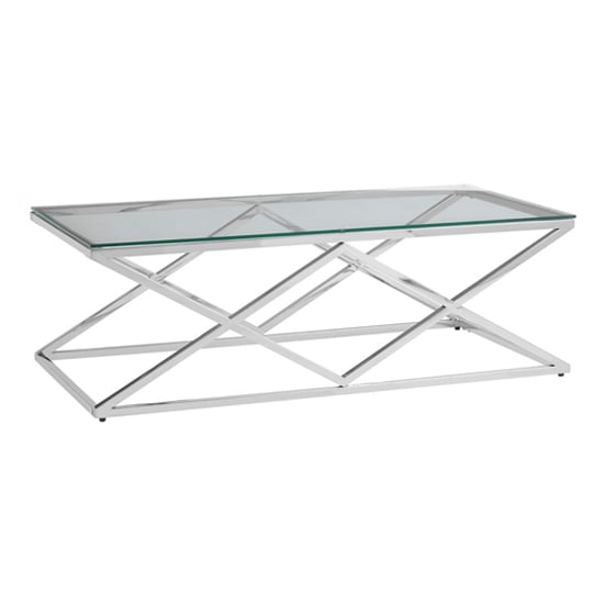 Alluras Clear Glass Coffee Table With Silver Frame Furniture In Fashion