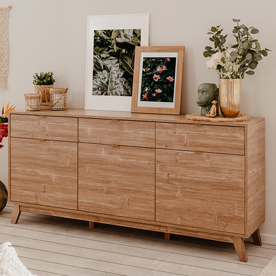 Belva Wooden Sideboard With Doors Drawers In Bamboo Furniture In