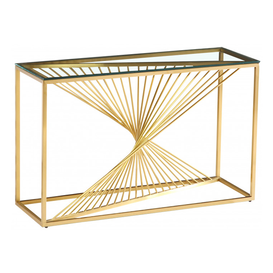 Bolzano Clear Glass Console Table With Gold Steel Legs Fif