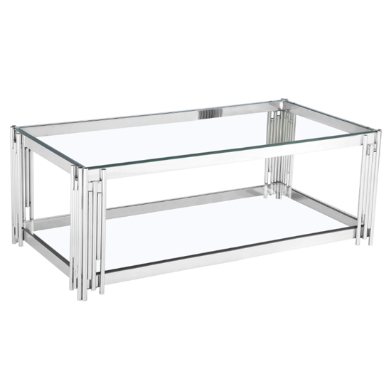 Cappy Clear Glass Coffee Table With Silver Metal Frame Furniture In