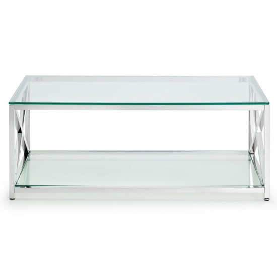 Maemi Glass Coffee Table With Chrome Stainless Steel Frame Furniture