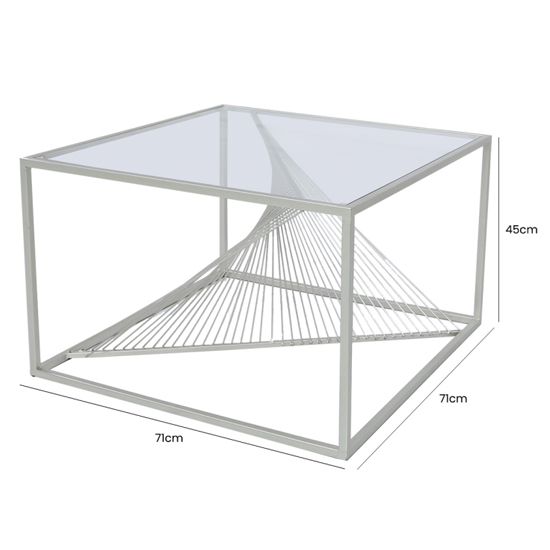 Lehi Clear Glass Top Coffee Table With Silver Metal Frame Furniture