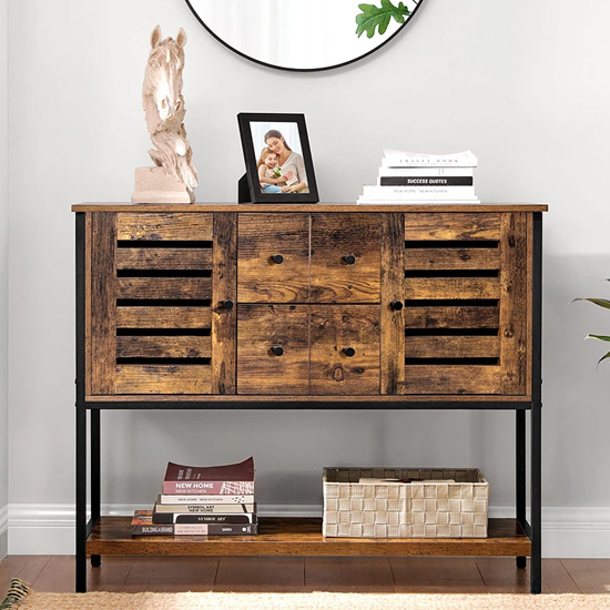 Peoria Storage Cabinet With Open Shelf In Rustic Brown FiF