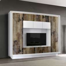 Basix Living Room Set In Dark White Marble Effect Gloss Led