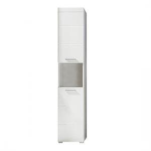 Amanda Tall Bathroom Cabinet In White With High gloss Fronts - UK