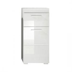 Amanda Bathroom Storage Cabinet In White With High Gloss Fronts - UK