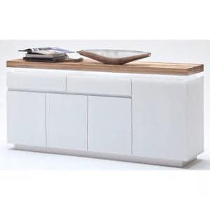 Romina 4 Door Sideboard In Knotty Oak And White Matt With LED - UK