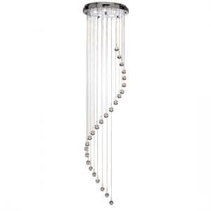 Chrome 5 Light Pendant With Spiralling Chains And Crystal Balls - UK