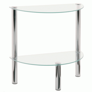 2T Half Moon Glass Table In Clear With Chrome Frame - UK