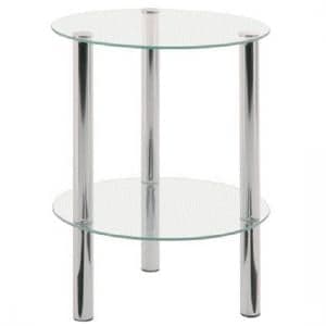 2 Tier Clear Glass Table With Chrome Legs - UK