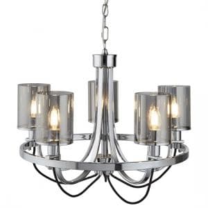 Catalina Chrome Ceiling Light With Smoked Glass Shades - UK