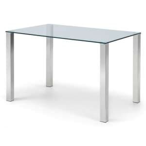 Edith Clear Glass Dining Table With Polished Chrome Legs - UK