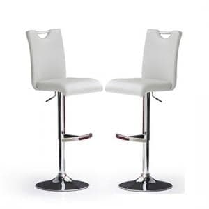 Bardo Bar Stools In White Faux Leather in A Pair - UK