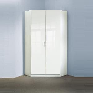 Alton Corner Wardrobe In High Gloss Alpine White With 2 Doors - UK