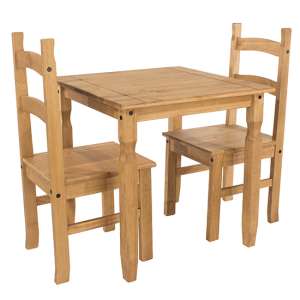 Consett Wooden Dining Set In Oak With 2 Chairs - UK