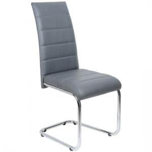 Daryl Faux Leather Dining Chair In Grey With Chrome Legs - UK
