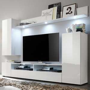 Delta Living Room Furniture Set 1 In White High Gloss With LED - UK