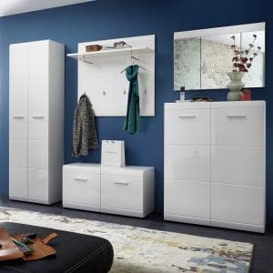 Adrian Hallway Set In White With High Gloss Fronts - UK