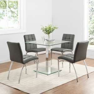Hartley Glass Bistro Table With 4 Grey Coco Chairs - UK