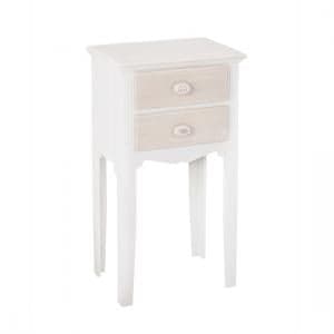 Juliet Wooden Bedside Table With 2 Drawer In White And Cream - UK