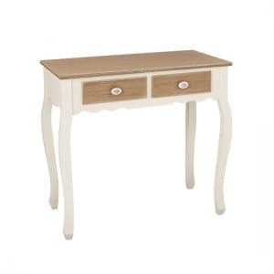 Jedburgh Console Table In Distressed Wooden Top And Cream Legs - UK