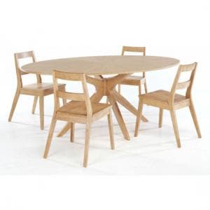 Marsrow White Oak Finish Dining Table And 4 Dining Chairs - UK