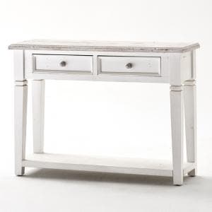 Opal Console Table In White Pine With 2 Drawers - UK