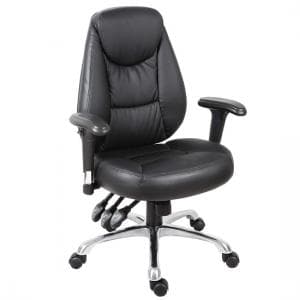 Harper Home Office Chair In Black Faux Leather With Steel Base - UK