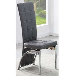 Ravenna Faux Leather Dining Chair In Grey With Chrome Legs - UK