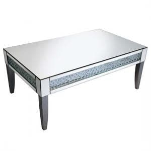 Rosalie Coffee Table In Silver With Mirrored Glass and Crystals - UK