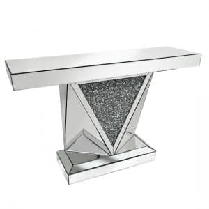Silath Mirror Console Table In Silver With Glass Crystals - UK