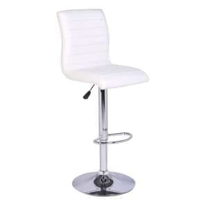 Ripple Faux Leather Bar Stool In White With Chrome Base - UK