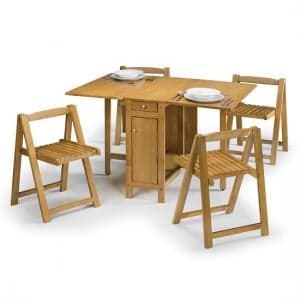 Eimear Dining Set In Natural Oak With 4 Folding Chairs - UK
