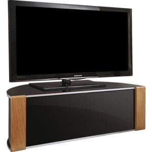 Sanja Small Corner High Gloss TV Stand In Walnut And Black - UK