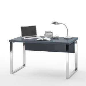 Sydney High Gloss Laptop Desk In Grey And Chrome Frame - UK
