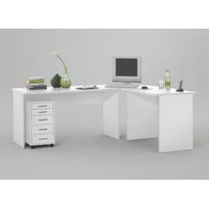 Till Wooden Corner Computer Desk In White - UK