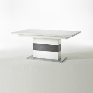 Libya Pedestal Extendable Dining Table In White With Grey Base - UK