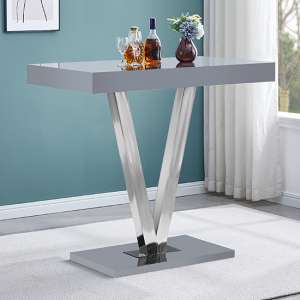 Vienna High Gloss Bar Table Rectangular Glass Top In Grey - UK