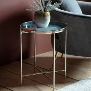 Abbeville Round Metal Side Table In Dark Grey And Silver - UK
